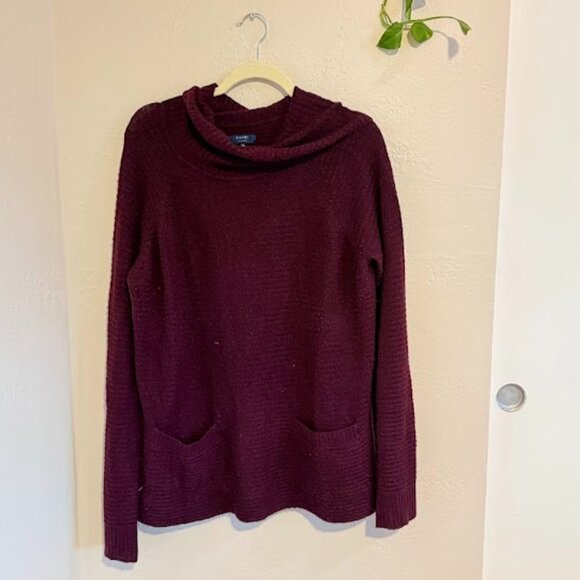 Kaari Blue Maroon Turtleneck Sweater - Picture 1 of 4